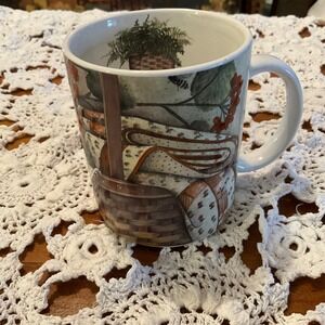 Pat‎ Richter Red Geranium Original Art Coffee Mug 2000 Floral Decor
